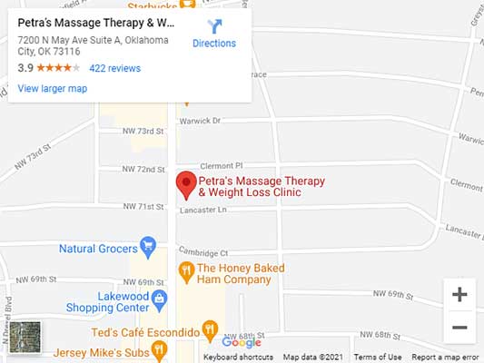 Directions to Petra’s Massage Therapy & Weight Loss Clinic in Oklahoma City, OKC
