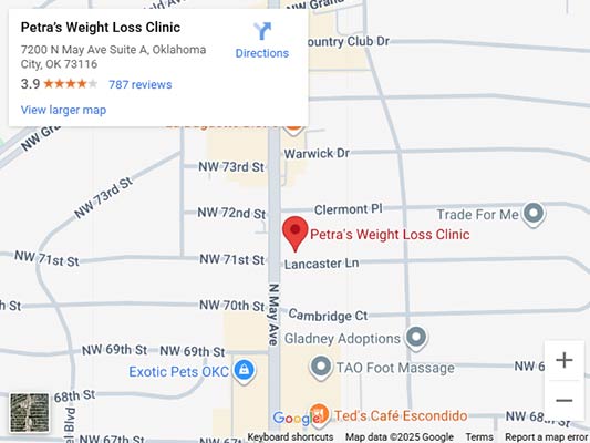 Directions to Petra’s Weight Loss Clinic in Oklahoma City, OKC