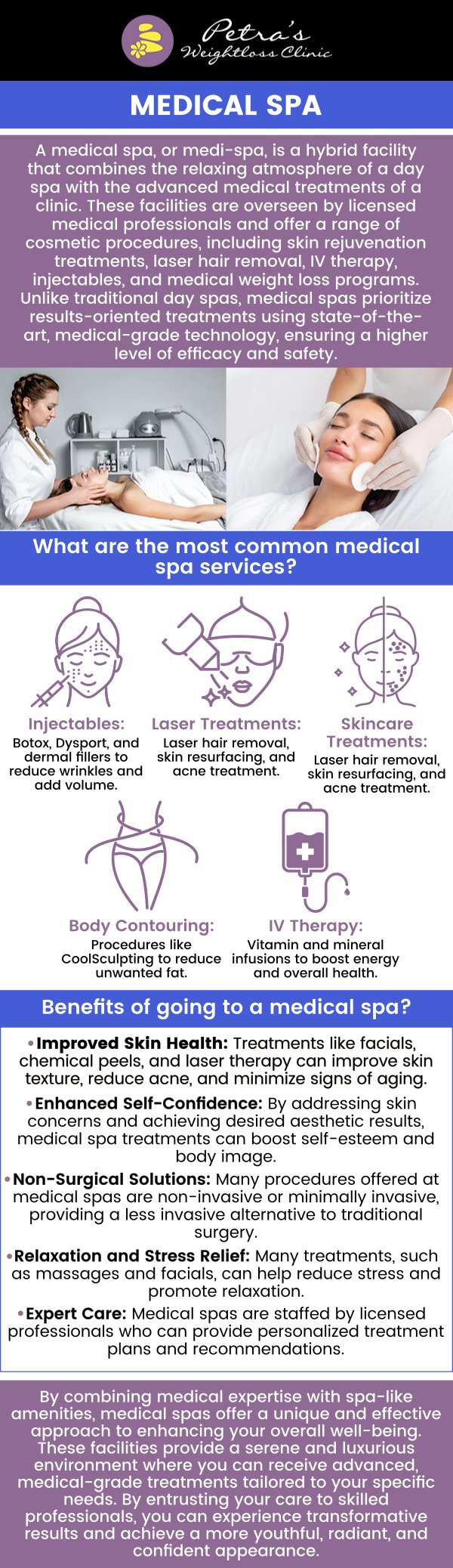 There are a variety of treatments, therapies, and procedures that can improve one’s aesthetics and achieve a younger-looking appearance. Most of the products available over the counter, including creams, lotions, supplements, and medicines, only provide limited results, leaving people looking for better outcomes elsewhere. The best place to receive these cosmetic treatments is a medspa or a medical spa. These clinics offer a wide selection of treatments, procedures, and therapies that can turn back the clock and achieve a more youthful, radiant appearance. Visit Petra's Weight Loss Clinic if you are looking for micro-needling services. For more information, contact us or schedule an appointment online. Our clinic is conveniently located at 7200 N May Ave Suite A Oklahoma City, OK 73116. There are a variety of treatments, therapies, and procedures that can improve one’s aesthetics and achieve a younger-looking appearance. Most of the products available over the counter, including creams, lotions, supplements, and medicines, only provide limited results, leaving people looking for better outcomes elsewhere. The best place to receive these cosmetic treatments is a medspa or a medical spa. These clinics offer a wide selection of treatments, procedures, and therapies that can turn back the clock and achieve a more youthful, radiant appearance. Visit Petra's Weight Loss Clinic if you are looking for micro-needling services. For more information, contact us or schedule an appointment online. Our clinic is conveniently located at 7200 N May Ave Suite A Oklahoma City, OK 73116.